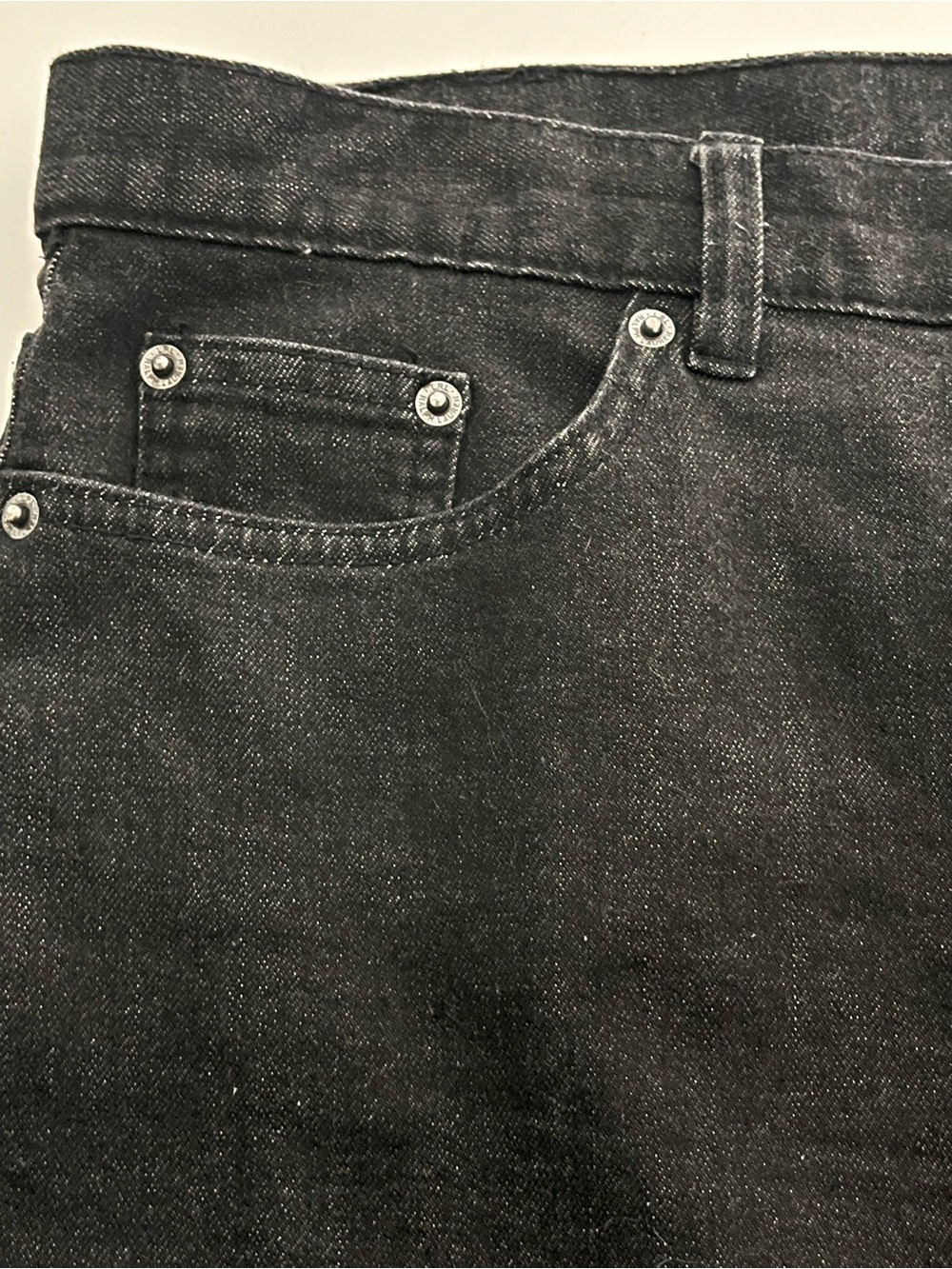 Lauren Ralph Lauren Black Denim Midi Pencil Skirt Front Split Stretch Size 10 - Picture 7 of 12